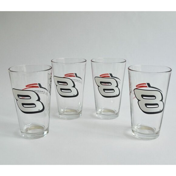 Set of 4 Budweiser Dale Earnhardt Jr #8 Beer Glasses NASCAR Junior Motorsports - Picture 2 of 4
